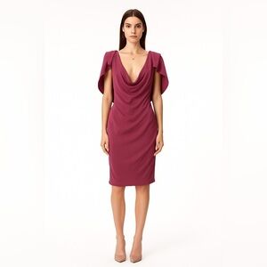 Vivienne Westwood Virginia Mini Dress Size 8 Magenta Raw Silk Cape Sleeve Chic